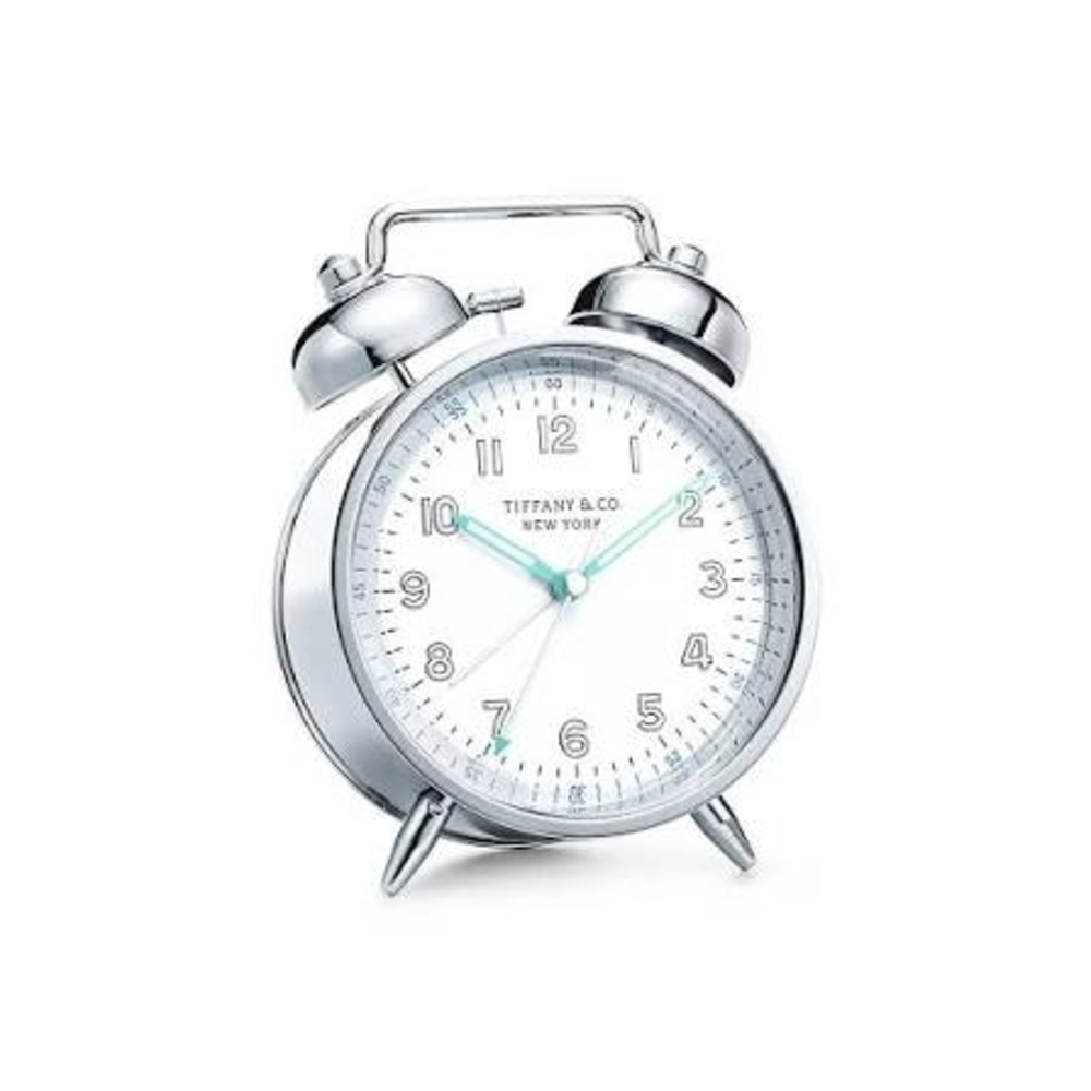 Tiffany & Co. Silver and Blue Alarm Clock